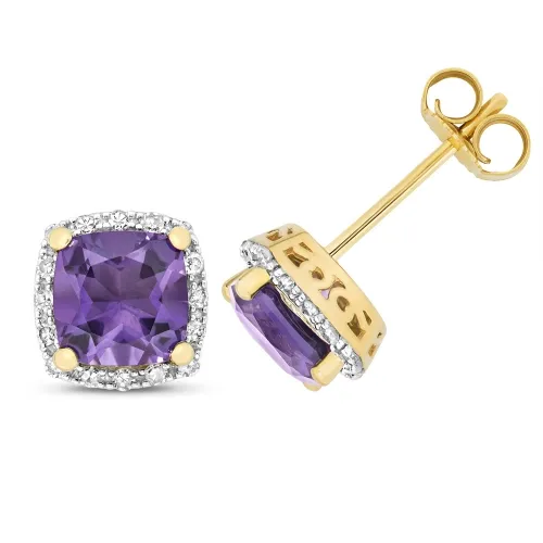 Amethyst Diamond Earrings